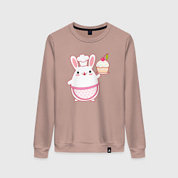 Женский свитшот Круглый кролик с кексом
