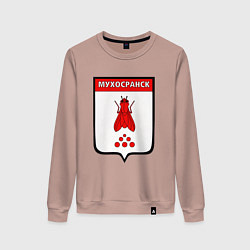 Свитшот хлопковый женский Мухосранск, цвет: пыльно-розовый
