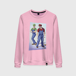 Свитшот хлопковый женский Марио и Луиджи - крутые чуваки - стилизация, цвет: светло-розовый