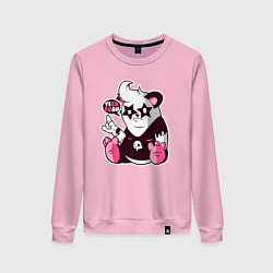 Женский свитшот Панда с жестом рок