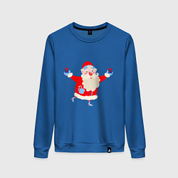 Свитшот хлопковый женский Дед Мороз на роликах, цвет: синий