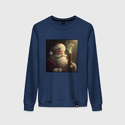 Свитшот хлопковый женский Сказочный кальян у Деда Мороза, цвет: тёмно-синий