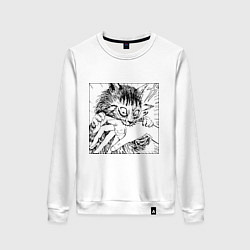 Женский свитшот Crazy cat - кот кусает руку