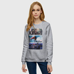 Свитшот хлопковый женский Чел-бензопила аниме, цвет: меланж — фото 2