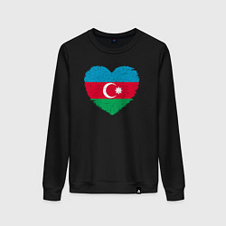Свитшот хлопковый женский Сердце Азербайджана, цвет: черный