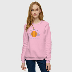 Свитшот хлопковый женский Любителям игры в баскетбол, цвет: светло-розовый — фото 2