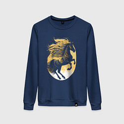 Свитшот хлопковый женский Лошадь логотип, цвет: тёмно-синий