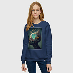 Свитшот хлопковый женский Мысли о море, цвет: тёмно-синий — фото 2