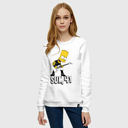 Свитшот хлопковый женский Sum41 Барт Симпсон рокер, цвет: белый — фото 2