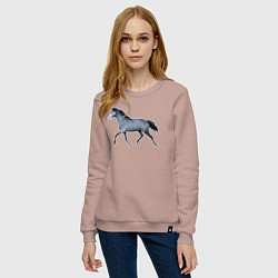 Свитшот хлопковый женский Голштинская лошадь, цвет: пыльно-розовый — фото 2