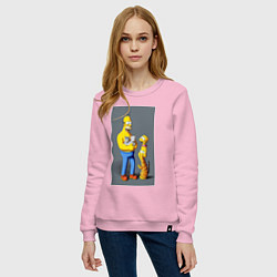 Свитшот хлопковый женский Homer Simpson and cats - нейросеть арт, цвет: светло-розовый — фото 2
