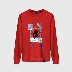 Свитшот хлопковый женский BTS Тэхен, цвет: красный