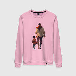 Свитшот хлопковый женский Отец вместе с сыном, цвет: светло-розовый