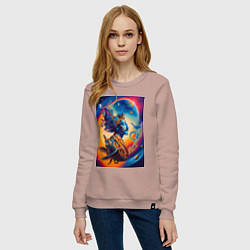 Свитшот хлопковый женский Salvador Dali - space portrait - neural network, цвет: пыльно-розовый — фото 2