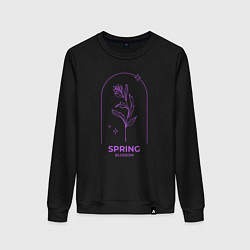 Свитшот хлопковый женский Spring Blossom Весеннее Цветение, цвет: черный