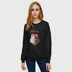 Свитшот хлопковый женский Коты на закате, цвет: черный — фото 2