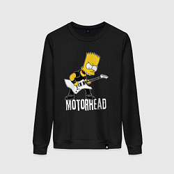 Свитшот хлопковый женский Motorhead Барт Симпсон рокер, цвет: черный
