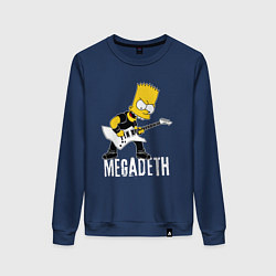 Свитшот хлопковый женский Megadeth Барт Симпсон рокер, цвет: тёмно-синий