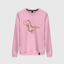 Свитшот хлопковый женский Шагающий рисованный динозавр, цвет: светло-розовый