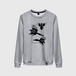 Женский свитшот Сороки в прямоугольнике минимализм