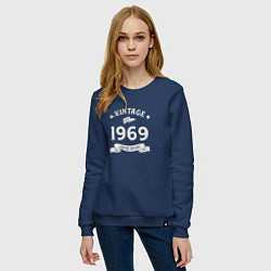 Свитшот хлопковый женский Винтаж 1969 ограниченный выпуск, цвет: тёмно-синий — фото 2