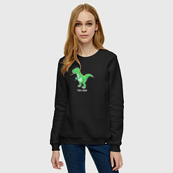Свитшот хлопковый женский Динозавр Tea-Rex, цвет: черный — фото 2