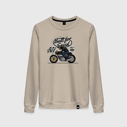 Свитшот хлопковый женский Мотогонки мотоциклист, цвет: миндальный