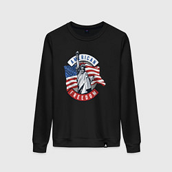 Свитшот хлопковый женский American freedom, цвет: черный