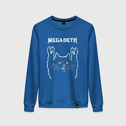 Свитшот хлопковый женский Megadeth rock cat, цвет: синий
