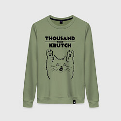 Свитшот хлопковый женский Thousand Foot Krutch - rock cat, цвет: авокадо