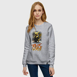 Свитшот хлопковый женский Пикачу Рокnroll, цвет: меланж — фото 2