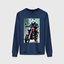 Свитшот хлопковый женский Panda - cool biker, цвет: тёмно-синий
