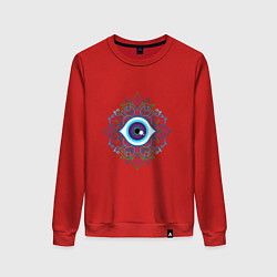 Свитшот хлопковый женский Магический глаз и орнамент, цвет: красный