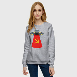 Свитшот хлопковый женский Тарелка СССР, цвет: меланж — фото 2