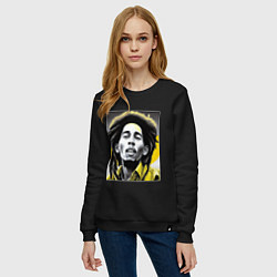 Свитшот хлопковый женский Bob Marley Digital Art, цвет: черный — фото 2