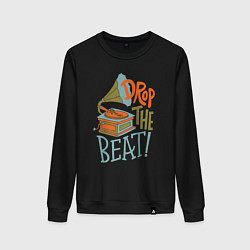 Свитшот хлопковый женский Drop the beat, цвет: черный