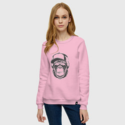 Свитшот хлопковый женский Крутая обезьяна, цвет: светло-розовый — фото 2