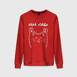 Свитшот хлопковый женский Papa Roach rock cat, цвет: красный
