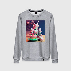 Свитшот хлопковый женский Розовый робот, цвет: меланж