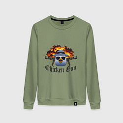 Свитшот хлопковый женский Chicken gun game, цвет: авокадо