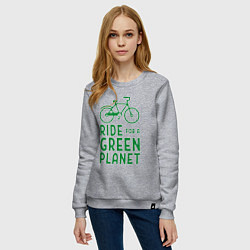 Свитшот хлопковый женский Ride for a green planet, цвет: меланж — фото 2
