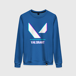 Свитшот хлопковый женский Valorant в стиле glitch и баги графики, цвет: синий