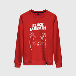Свитшот хлопковый женский Black Sabbath rock cat, цвет: красный