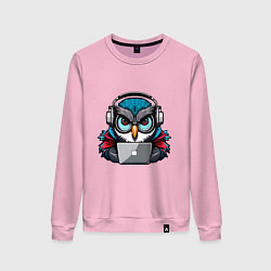 Свитшот хлопковый женский Never sleep owl, цвет: светло-розовый