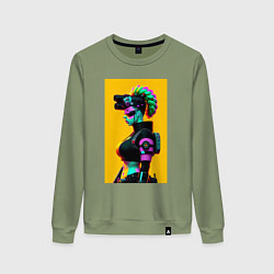 Свитшот хлопковый женский Мардж Симпсон - киберпанк, цвет: авокадо