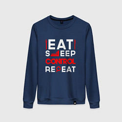 Женский свитшот Надпись eat sleep Control repeat
