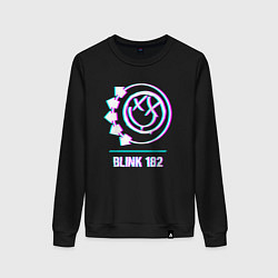 Свитшот хлопковый женский Blink 182 glitch rock, цвет: черный