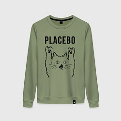 Свитшот хлопковый женский Placebo - rock cat, цвет: авокадо