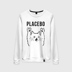 Свитшот хлопковый женский Placebo - rock cat, цвет: белый