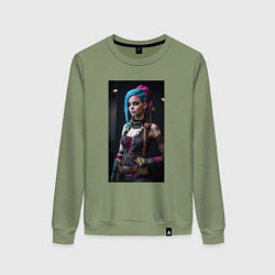 Свитшот хлопковый женский Jinx model Arcane League of Legends, цвет: авокадо